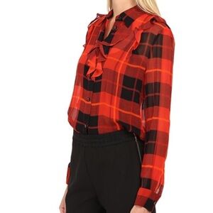 Kate Spade Plaid Woodland Chiffon Blouse ♠️